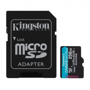 Kingston 256GB Canvas Go! Plus Micro SDXC Card with SD Adapter, UHS-I Class 10, U3, A2 App Performance, 170MB/s
